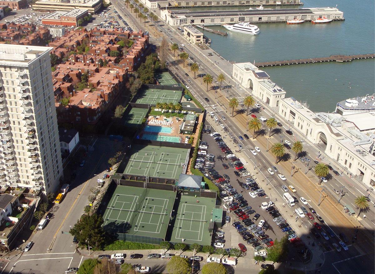 View of tennis courts in San Francisco city